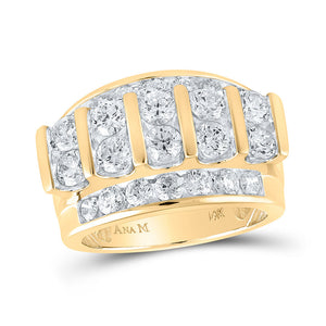 Men's Rings | 14kt Yellow Gold Mens Round Diamond Band Ring 4 Cttw | Splendid Jewellery GND