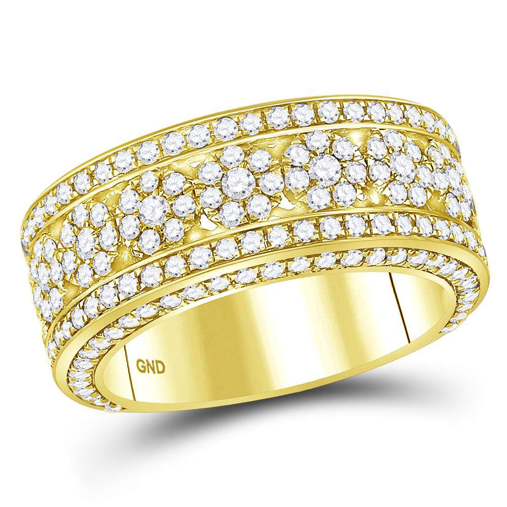 Men's Rings | 14kt Yellow Gold Mens Round Diamond Cluster Band Ring 2-5/8 Cttw | Splendid Jewellery GND