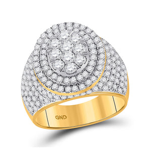 Men's Rings | 14kt Yellow Gold Mens Round Diamond Cluster Ring 2-1/2 Cttw | Splendid Jewellery GND