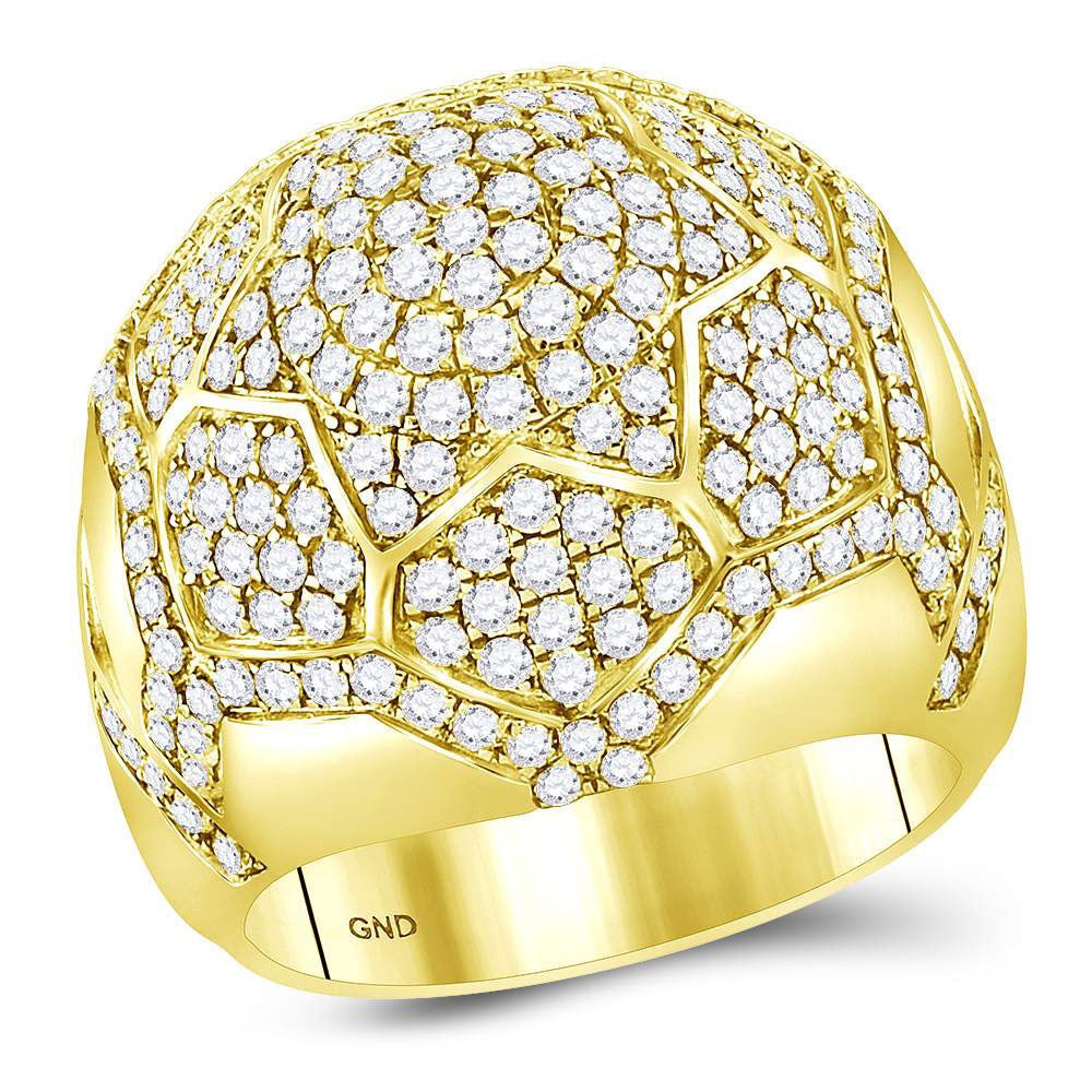 Men's Rings | 14kt Yellow Gold Mens Round Diamond Domed Star Cluster Ring 3-1/2 Cttw | Splendid Jewellery GND