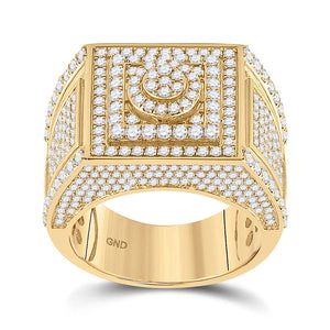 Men's Rings | 14kt Yellow Gold Mens Round Diamond Square Cluster Ring 3 Cttw | Splendid Jewellery GND