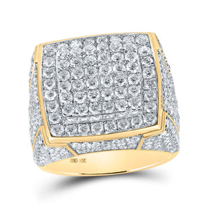 Men's Rings | 14kt Yellow Gold Mens Round Diamond Square Ring 4-7/8 Cttw | Splendid Jewellery GND