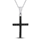 Mesmerizing Black Diamond Cross Pendant - 10kt White Gold Religious Necklace 1/5 Cttw - Splendid Jewellery