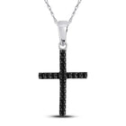 Mesmerizing Black Diamond Cross Pendant - 10kt White Gold Religious Necklace 1/5 Cttw - Splendid Jewellery
