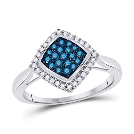 Mesmerizing Blue Diamond Diagonal Square Cluster Ring - Splendid Jewellery