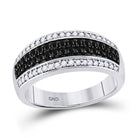 Mystic Noir Diamond Band | 10kt White Gold Womens Round Black Color Enhanced Diamond Band Ring 1/2 Cttw - Splendid Jewellery