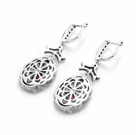 Natural Sterling Silver CZ Red Crystal Vintage Earrings for women Splendid Jewellery