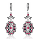 Natural Sterling Silver CZ Red Crystal Vintage Earrings for women Splendid Jewellery