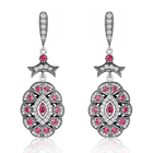 Natural Sterling Silver CZ Red Crystal Vintage Earrings for women Splendid Jewellery