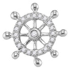 Nautical Dreams: 10kt White Gold Women's Round Diamond Anchor Wheel Stud Earrings - Splendid Jewellery