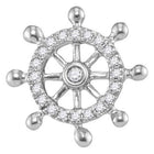 Nautical Dreams: 10kt White Gold Women's Round Diamond Anchor Wheel Stud Earrings - Splendid Jewellery