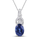 Oceanic Elegance: Sterling Silver Blue Sapphire Diamond Pendant - Splendid Jewellery