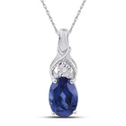 Oceanic Elegance: Sterling Silver Blue Sapphire Diamond Pendant - Splendid Jewellery