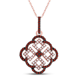 Passion's Radiance: 10kt Rose Gold Red Diamond Cluster Pendant - Splendid Jewellery