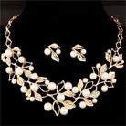 Pearl & Crystal Bridal Jewelry Set in Captivating Floral Design - Splendid Jewellery