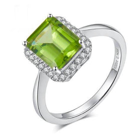 Peridot Birthstone 14k White Gold Ring - Splendid Jewellery