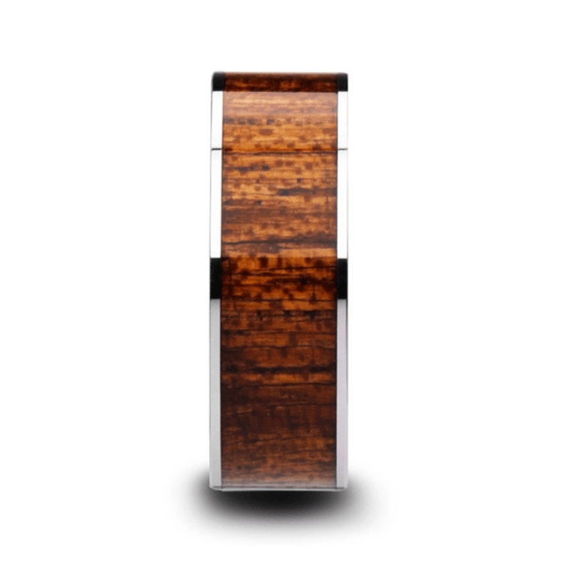Polished Tungsten Wedding Band with Mahogany Inlay Splendid Jewellery