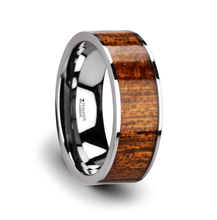 Load image into Gallery viewer, Polished Tungsten Wedding Band with Mahogany Inlay Splendid Jewellery