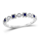 Princess Blue Sapphire Diamond Stackable Band Ring - A Mesmerizing Beauty - Splendid Jewellery