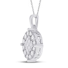 Princess Brilliance Diamond Pendant | 14kt White Gold Circle Cluster Necklace 1 Cttw - Splendid Jewellery