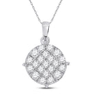 Princess Brilliance Diamond Pendant | 14kt White Gold Circle Cluster Necklace 1 Cttw - Splendid Jewellery