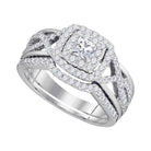 Princess Diamond Elegance | 14kt White Gold Bridal Wedding Ring Band Set 7/8 Cttw - Splendid Jewellery