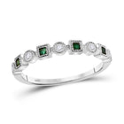 Princess Emerald Diamond Square Dot Stackable Band Ring - Splendid Jewellery