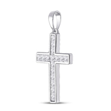 Load image into Gallery viewer, Princess Sparkle Diamond Cross Pendant | 14kt White Gold Womens Princess Diamond Cross Pendant 5/8 Cttw | Splendid Jewellery - Splendid Jewellery