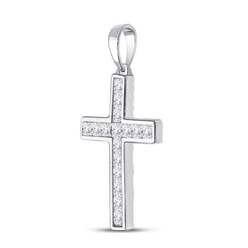 Princess Sparkle Diamond Cross Pendant | 14kt White Gold Womens Princess Diamond Cross Pendant 5/8 Cttw | Splendid Jewellery - Splendid Jewellery