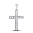 Princess Sparkle Diamond Cross Pendant | 14kt White Gold Womens Princess Diamond Cross Pendant 5/8 Cttw | Splendid Jewellery - Splendid Jewellery