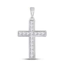 Load image into Gallery viewer, Princess Sparkle Diamond Cross Pendant | 14kt White Gold Womens Princess Diamond Cross Pendant 5/8 Cttw | Splendid Jewellery - Splendid Jewellery
