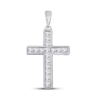 Princess Sparkle Diamond Cross Pendant | 14kt White Gold Womens Princess Diamond Cross Pendant 5/8 Cttw | Splendid Jewellery - Splendid Jewellery