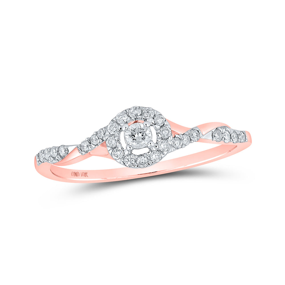 Promise Ring | 10kt Rose Gold Womens Round Diamond Halo Promise Ring 1/5 Cttw | Splendid Jewellery GND