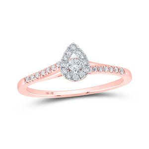 Promise Ring | 10kt Rose Gold Womens Round Diamond Teardrop Halo Promise Ring 1/5 Cttw | Splendid Jewellery GND