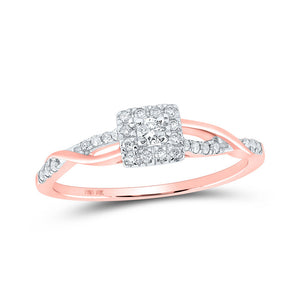 Promise Ring | 10kt Rose Gold Womens Round Diamond Twist Halo Promise Ring 1/5 Cttw | Splendid Jewellery GND