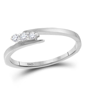 Promise Ring | 10kt White Gold Womens Round Diamond 3-stone Promise Bridal Engagement Ring 1/10 Cttw | Splendid Jewellery GND
