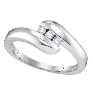 Promise Ring | 10kt White Gold Womens Round Diamond 3-stone Promise Ring 1/8 Cttw | Splendid Jewellery GND