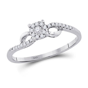 Promise Ring | 10kt White Gold Womens Round Diamond Cluster Promise Ring 1/10 Cttw | Splendid Jewellery GND