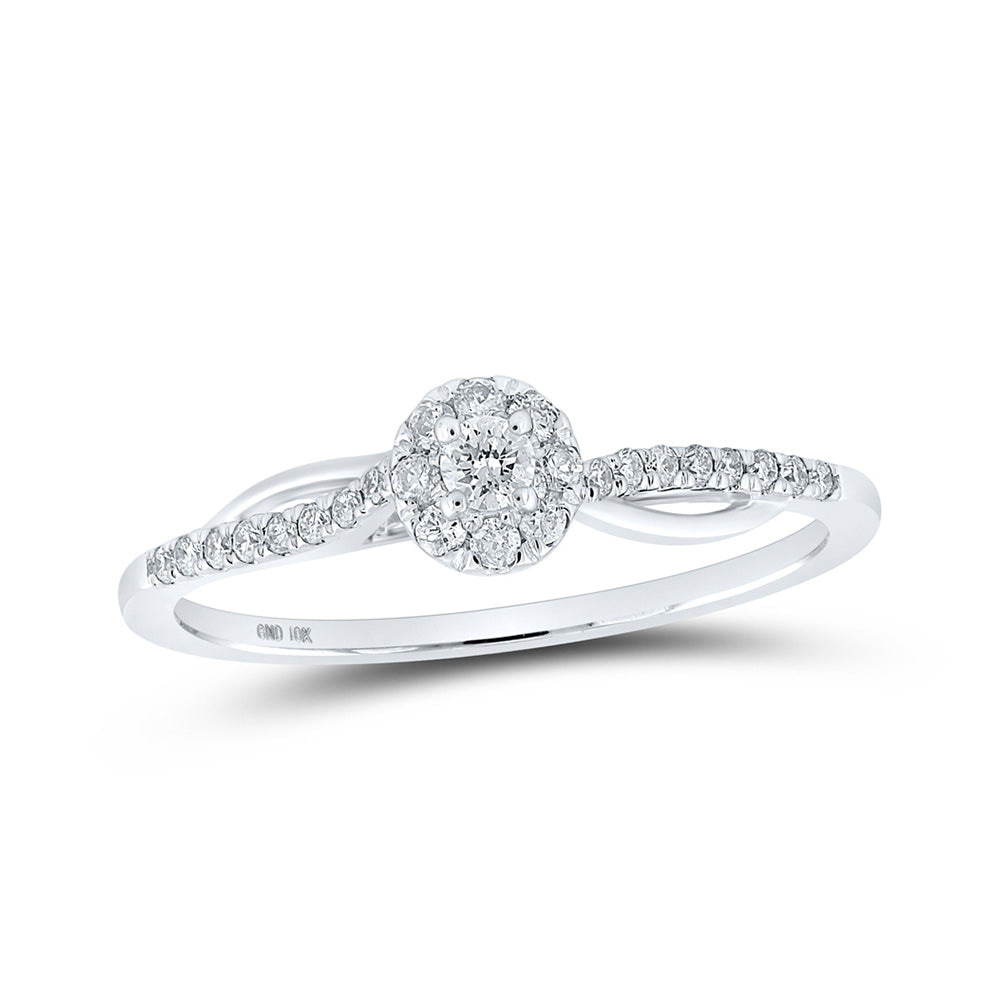 Promise Ring | 10kt White Gold Womens Round Diamond Halo Promise Ring 1/5 Cttw | Splendid Jewellery GND