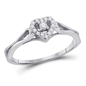 Promise Ring | 10kt White Gold Womens Round Diamond Heart Promise Ring 1/8 Cttw | Splendid Jewellery GND