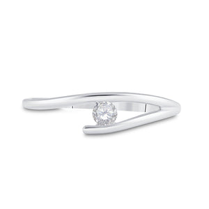 Promise Ring | 10kt White Gold Womens Round Diamond Solitaire Promise Ring 1/10 Cttw | Splendid Jewellery GND