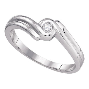 Promise Ring | 10kt White Gold Womens Round Diamond Solitaire Promise Ring 1/20 Cttw | Splendid Jewellery GND