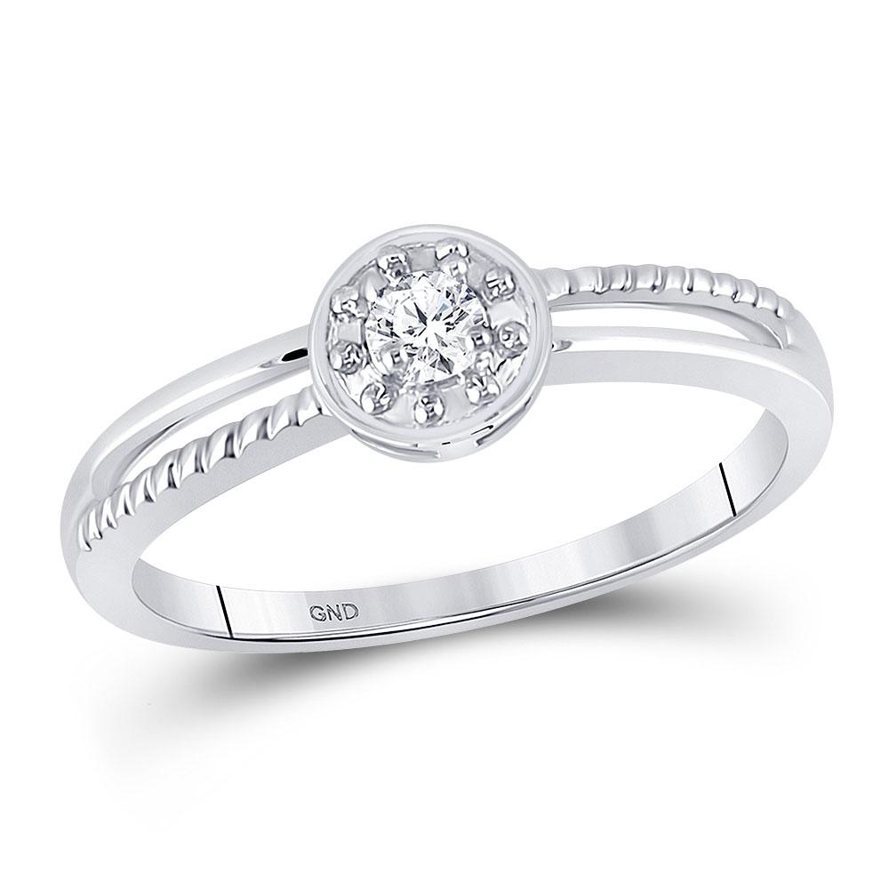 Promise Ring | 10kt White Gold Womens Round Diamond Solitaire Promise Ring 1/20 Cttw | Splendid Jewellery GND