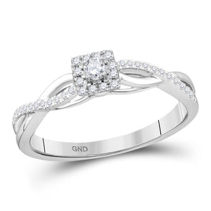 Promise Ring | 10kt White Gold Womens Round Diamond Solitaire Promise Ring 1/5 Cttw | Splendid Jewellery GND