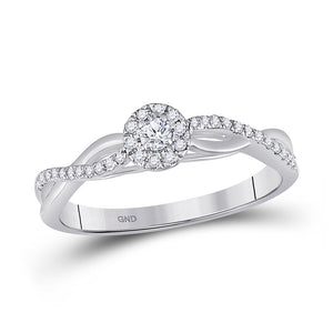 Promise Ring | 10kt White Gold Womens Round Diamond Solitaire Promise Ring 1/5 Cttw | Splendid Jewellery GND