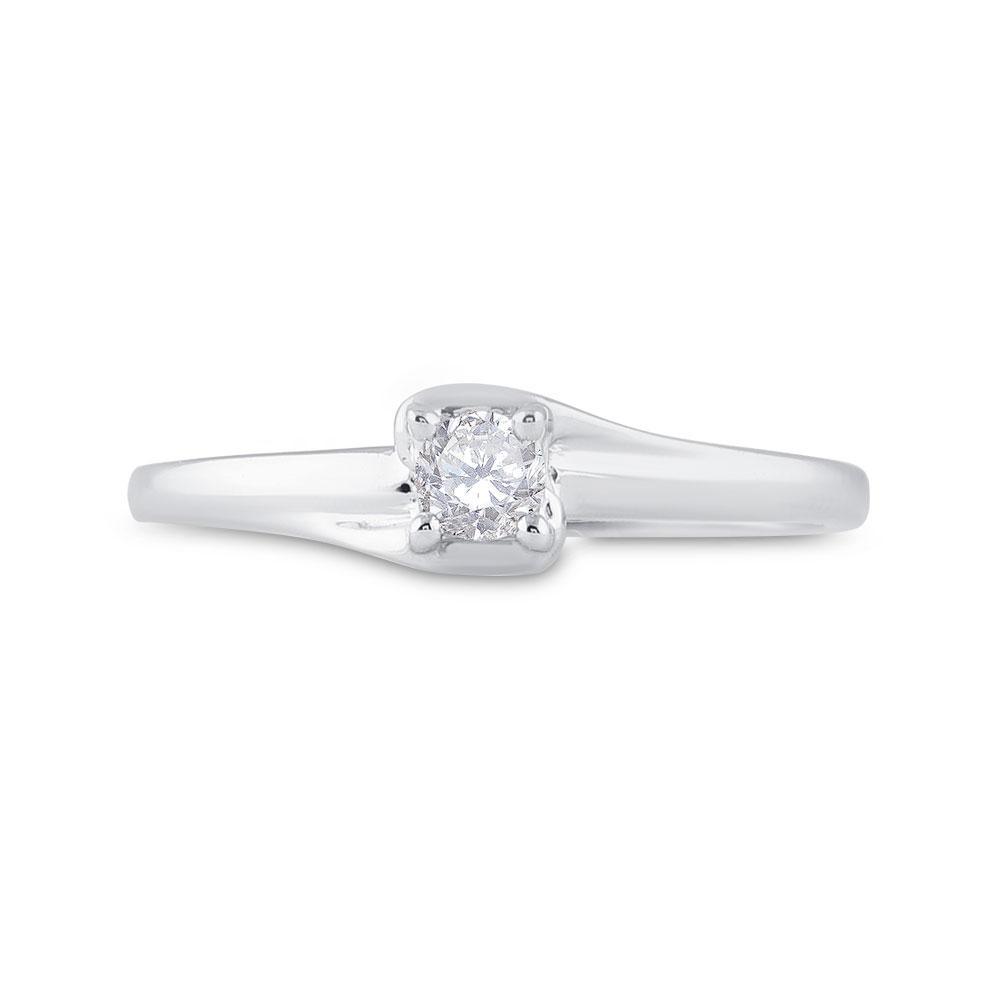 Promise Ring | 10kt White Gold Womens Round Diamond Solitaire Promise Ring 1/8 Cttw | Splendid Jewellery GND