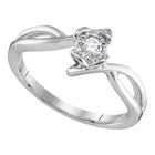 Eternal Love | 10kt White Gold Womens Round Diamond Solitaire Promise Ring 1/8 Cttw  Top View from Splendid Jewellery