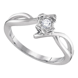 Eternal Love | 10kt White Gold Womens Round Diamond Solitaire Promise Ring 1/8 Cttw  Top View from Splendid Jewellery