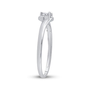 Promise Ring | 10kt White Gold Womens Round Diamond Solitaire Promise Ring 1/8 Cttw | Splendid Jewellery GND