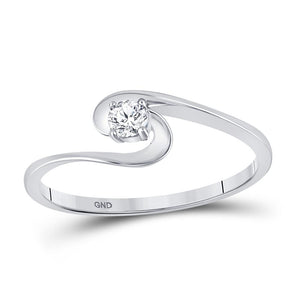 Promise Ring | 10kt White Gold Womens Round Diamond Solitaire Swirl Promise Ring 1/10 Cttw | Splendid Jewellery GND